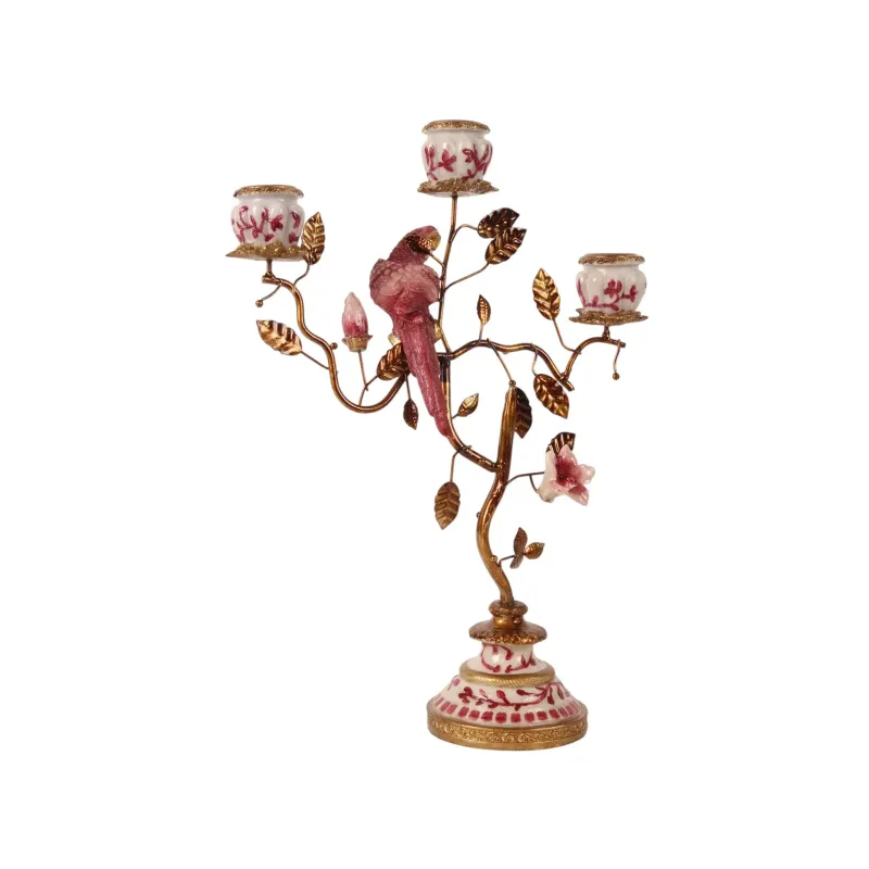 kandelaar papagaai rood 31,5 cm